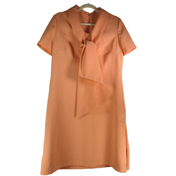 Vintage Wilshire of Boston Dress Womens Large Orange Large Bow Union Made Career - Picture 2 of 9